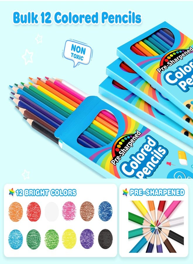 V-Opitos 48 Count Colored Pencils, 4 Packs Pre-sharpened Coloring Pencils for Kids in 12 Colors, Bulk School Supplies for Teachers, Ideal Back to School Supplies & Classroom Prizes - Image 2